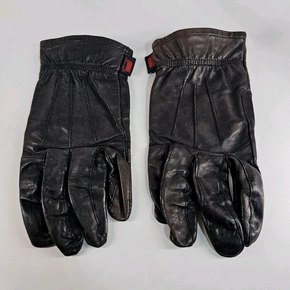 Vtg 1970s Honda HONDALINE Black Leather Lined Motorcycle Gloves Large Strap